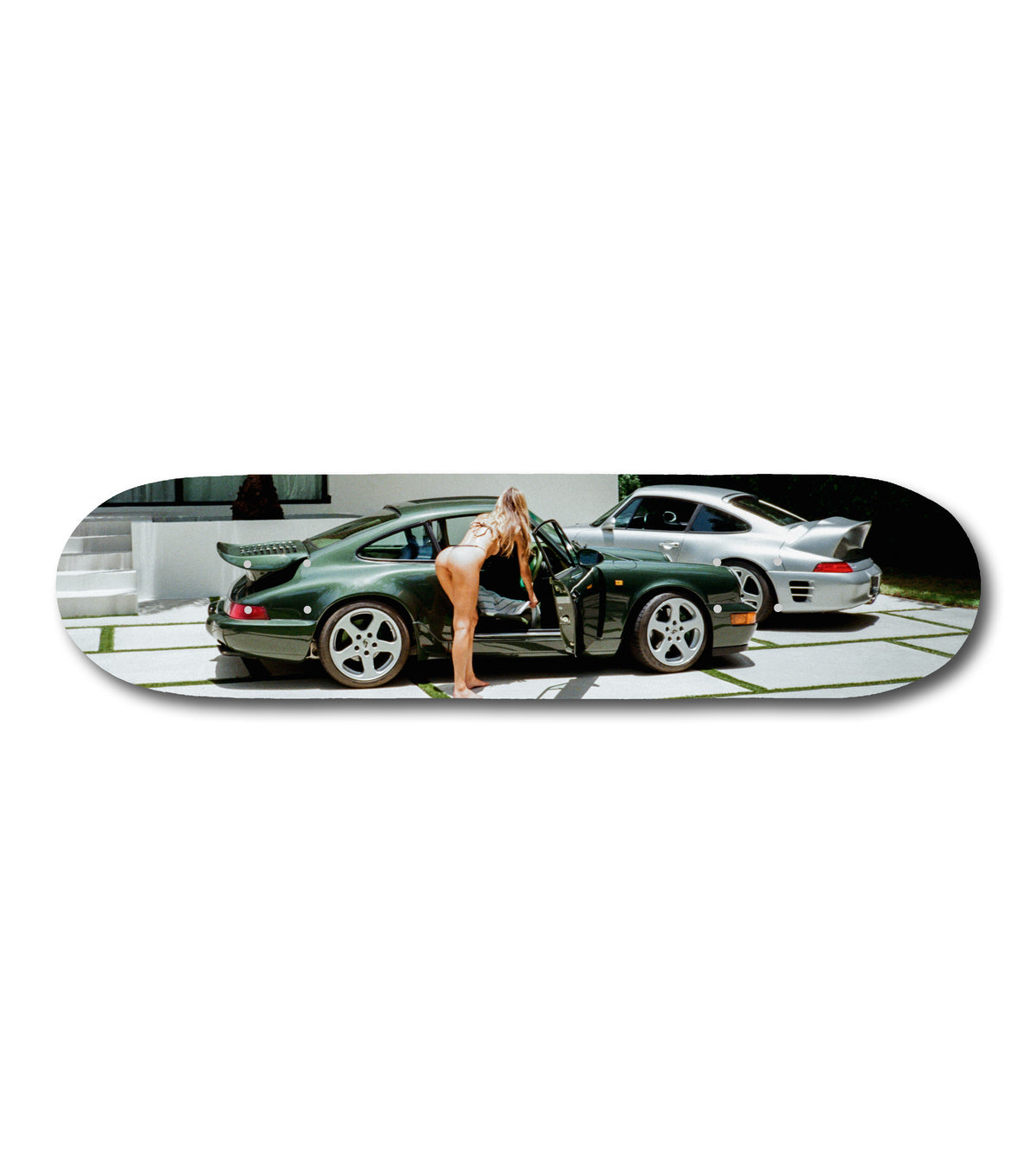 Hayley Ass skate deck by Lorenzo Botero with colorful graphic design, showcasing a vibrant, artistic illustration on the skateboard.